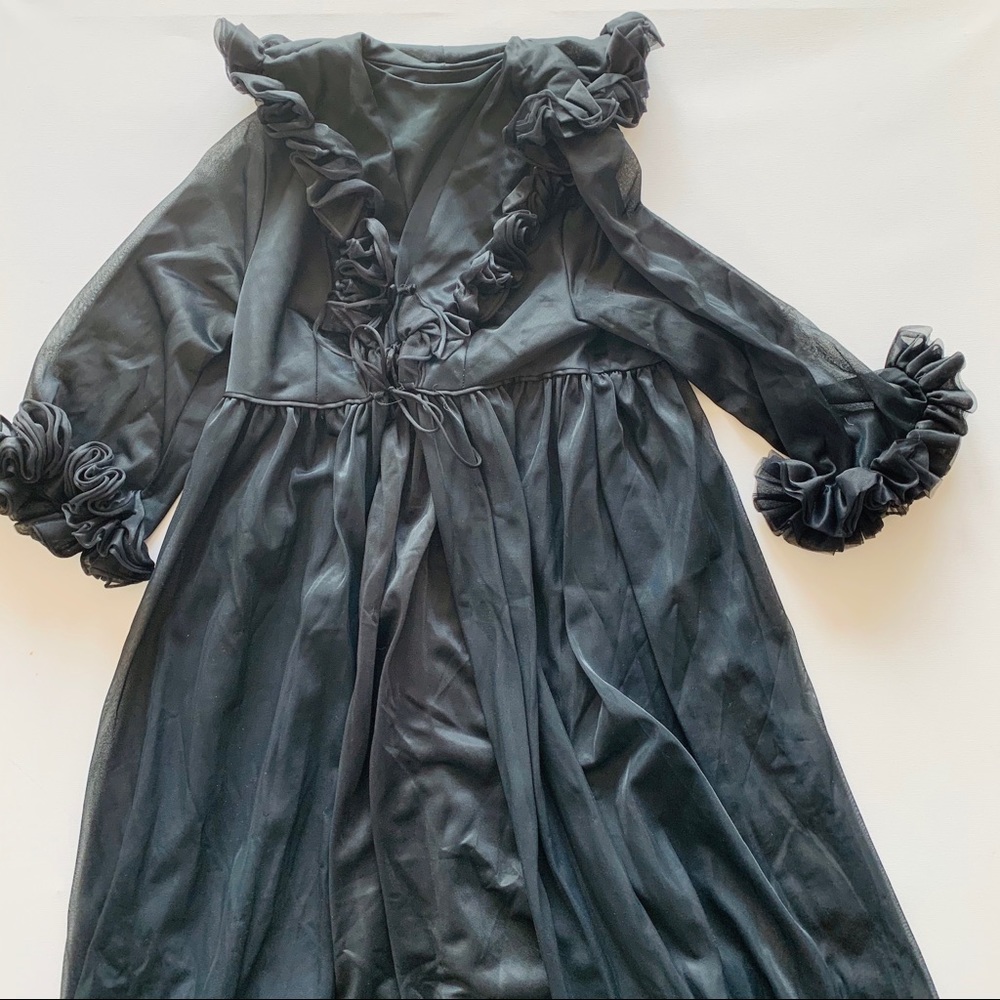Elegant Black Ruffled Nightgown